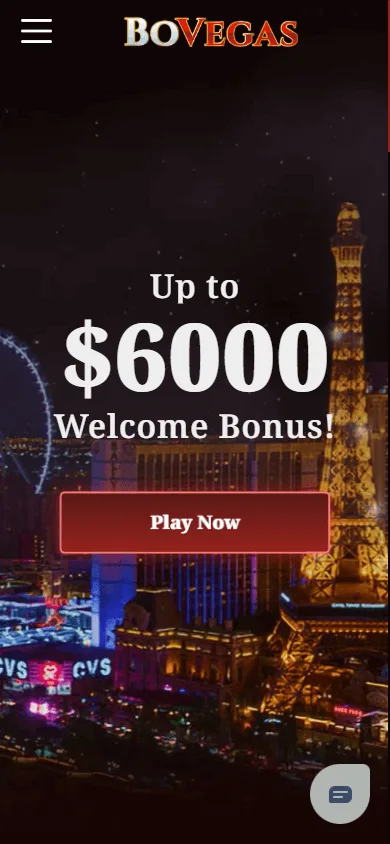 BoVegas Casino home on a mobile browser